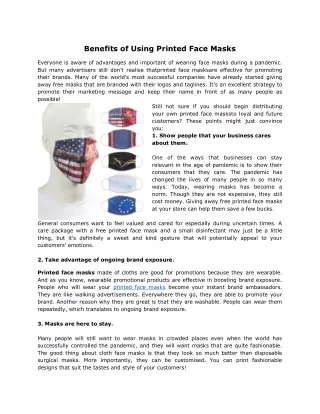 benefits of using printed face masks