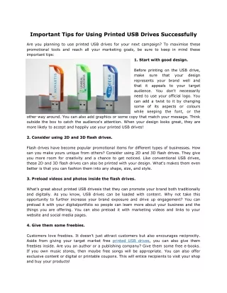 important tips for using printed usb drives