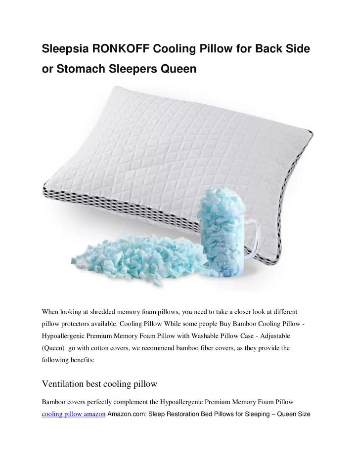 sleepsia ronkoff cooling pillow for back side