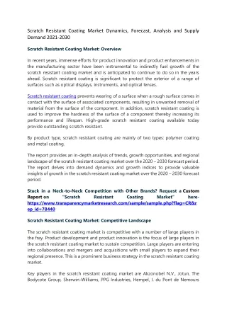 scratch resistant coating market dynamics