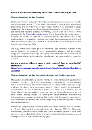 fluorocarbon gases market entry and market