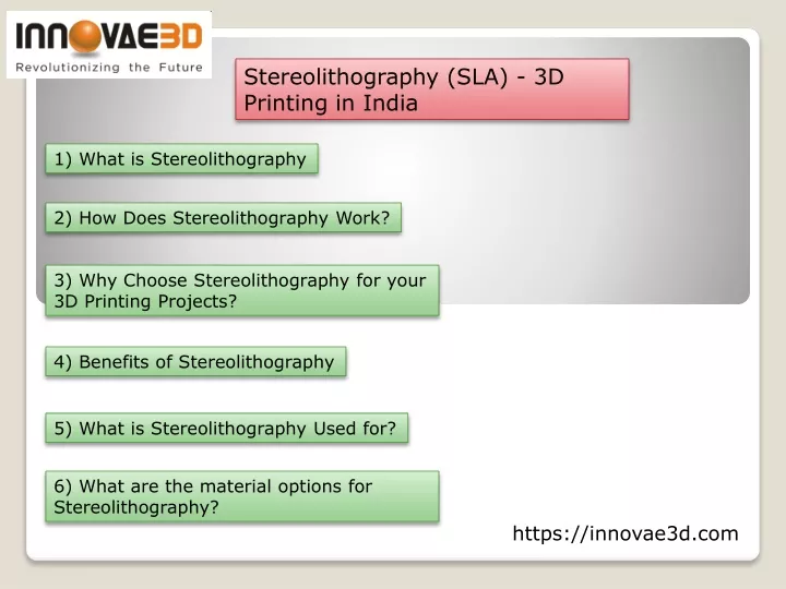 stereolithography sla 3d printing in india