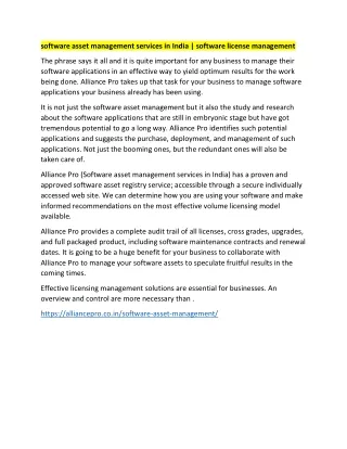software asset management services in india