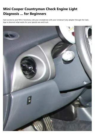 mini cooper countryman check engine light