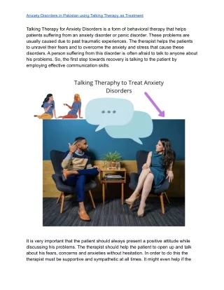 Talking Theraphy For Anxiety Disorders Pakistan