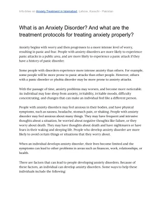 Anxiety Disorders and Treatments