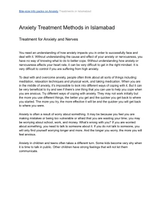 bite size info packs on anxiety treatments