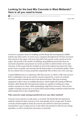 airra.org-Looking for the best Mix Concrete in West Midlands Here is all you need to know