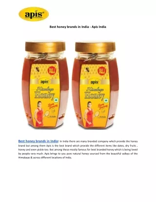 Best honey brands in India - Apis India