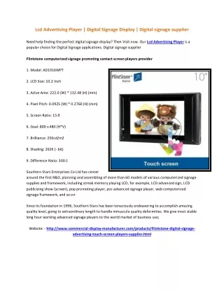 lcd advertising player digital signage display