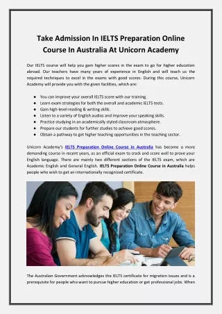 IELTS Preparation Online Course in Australia