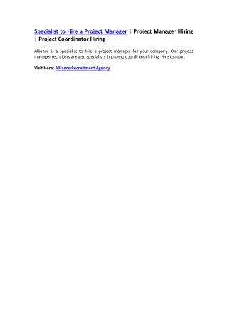 specialist to hire a project manager project