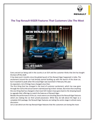 the top renault kiger features that customers