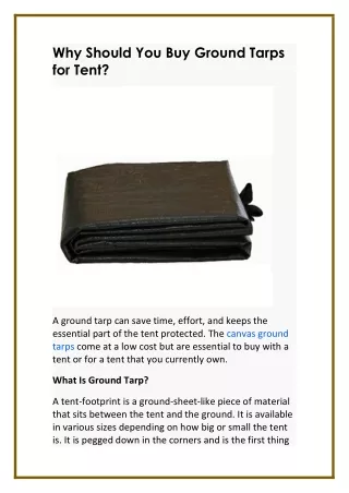 why should you buy ground tarps for tent