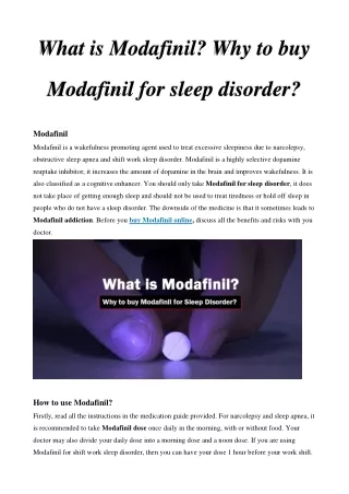 What is Modafinil? Why to buy Modafinil for sleep disorder?