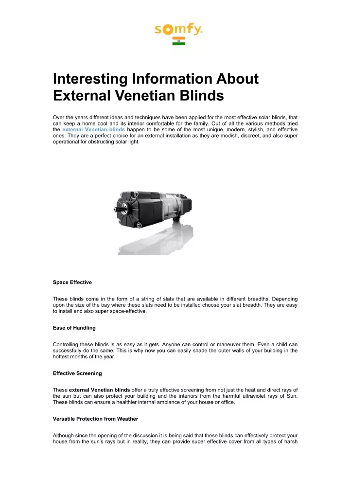 interesting information about external venetian