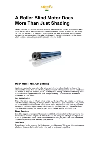 a roller blind motor does more than just shading