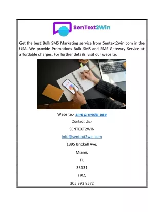 bulk sms provider in usa | Sentext2win.com