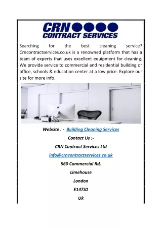 Building Cleaning Services | Crncontractservices.co.uk