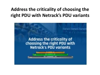address the criticality of choosing the right pdu with netrack s pdu variants