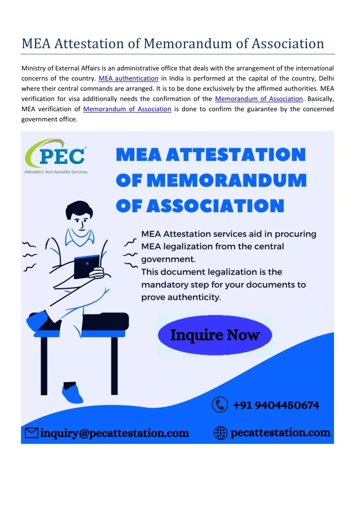 mea attestation of memorandum of association