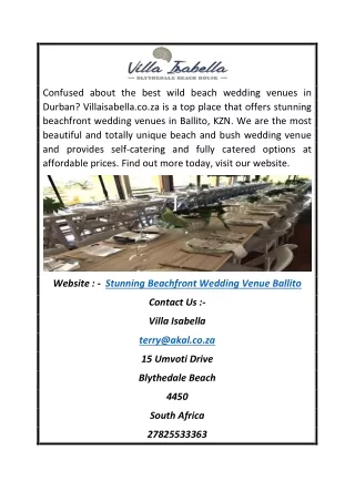 Stunning Beachfront Wedding Venue Ballito | Villaisabella.co.za
