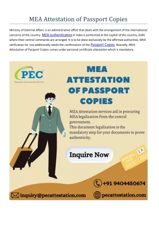 MEA Attestation of Passport Copies