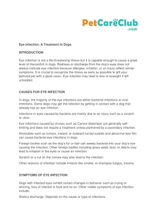 eye infection a treatment in dogs introduction