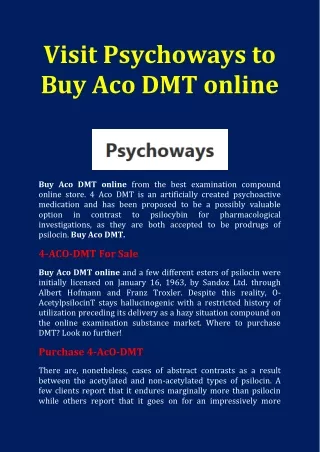 Visit Psychoways to Buy Aco DMT online
