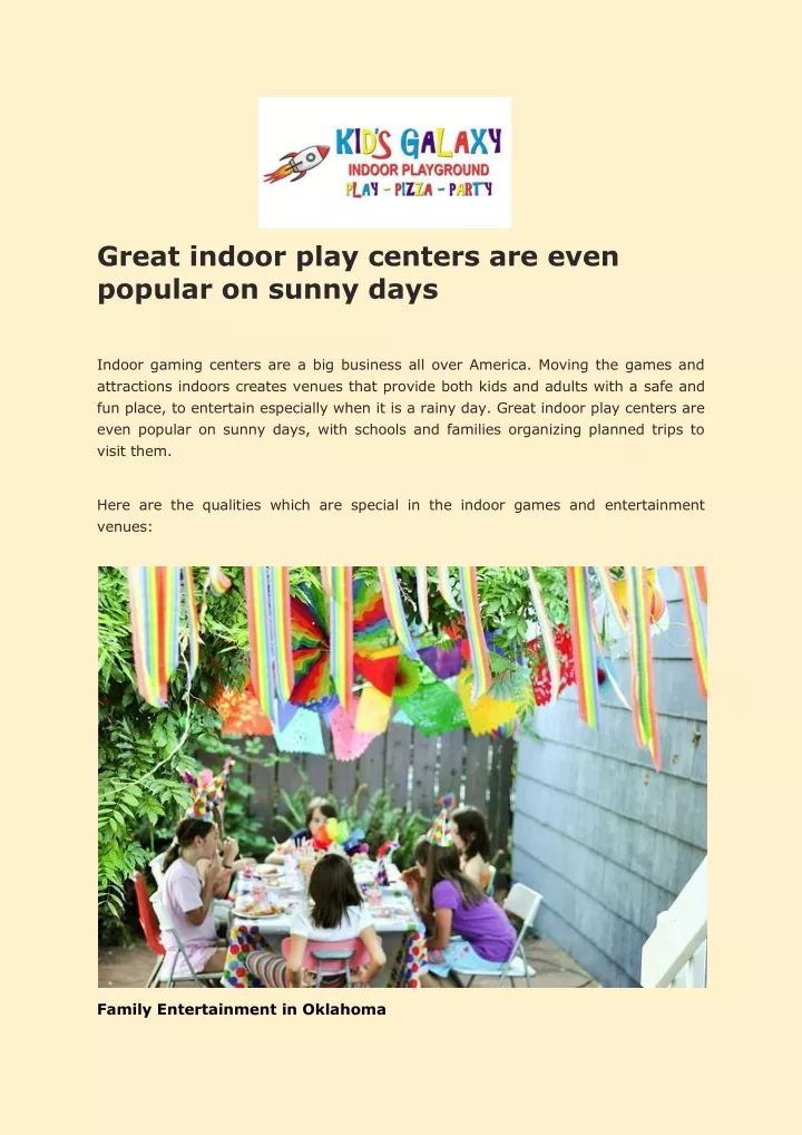 great indoor play centers are even popular