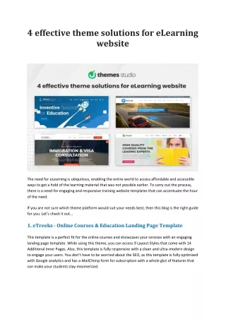 4 effective theme solutions for eLearning website