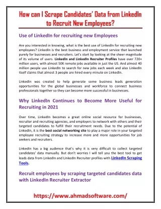 How can I scrape candidates’ data from LinkedIn to recruit new employees