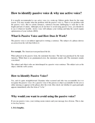 how to identify passive voice why use active voice
