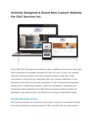 Animink Designed A Brand New Custom Website For DAC Services Inc