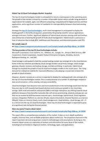 global top 10 cloud technologies market snapshot