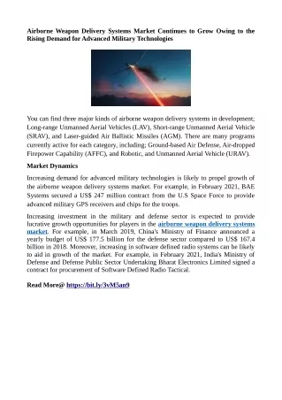 airborne weapon delivery systems market continues