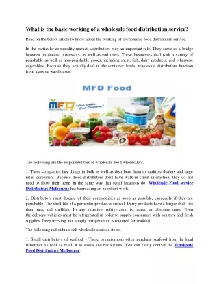 what is the basic working of a wholesale food