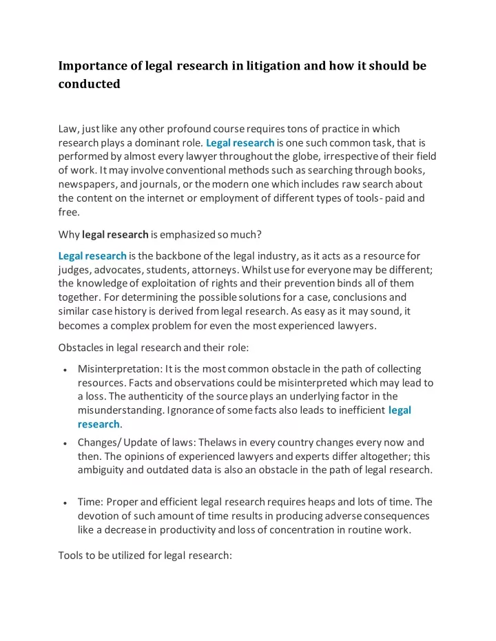 importance of legal research in litigation