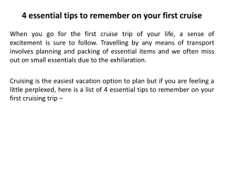 4 essential tips to remember on your first cruise