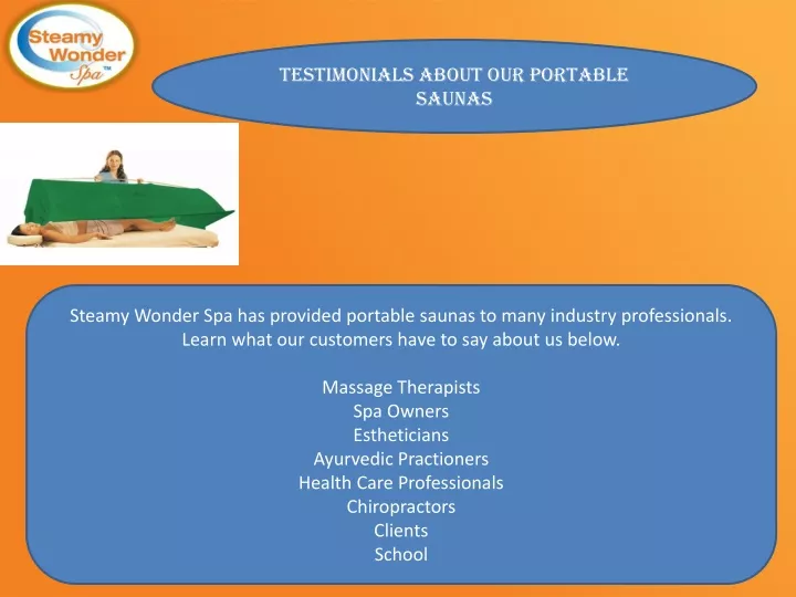 testimonials about our portable saunas