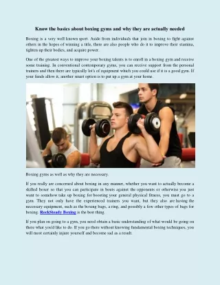 know the basics about boxing gyms and why they