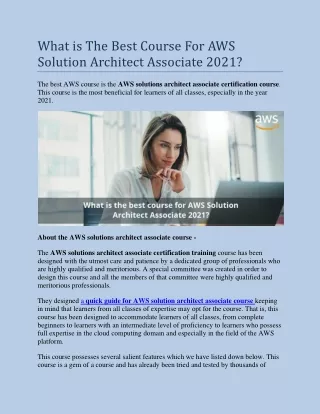 what is the best course for aws solution