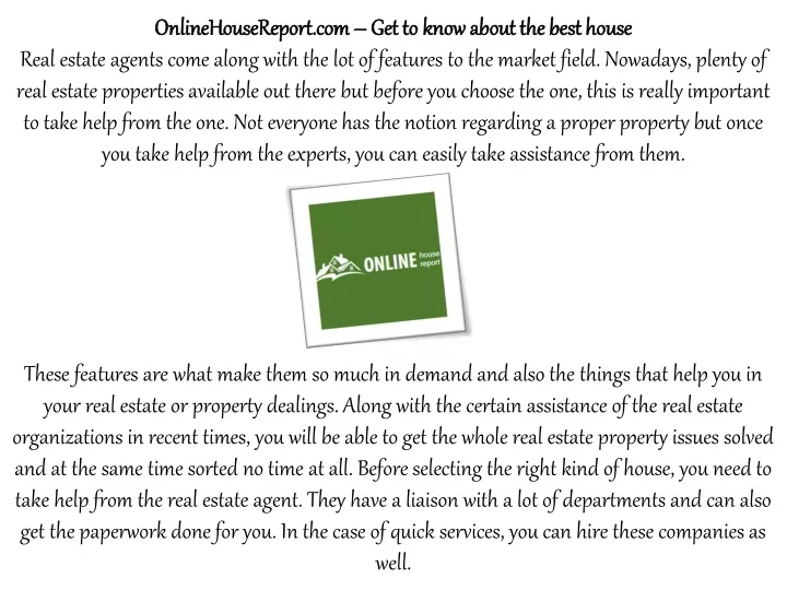 onlinehousereport com onlinehousereport