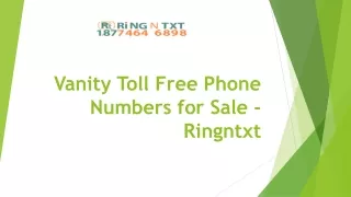 Vanity Toll Free Phone Numbers for Sale - ringntxt