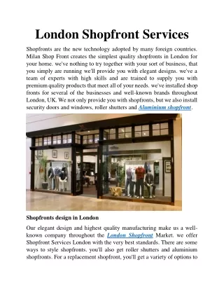 London Shopfront Services