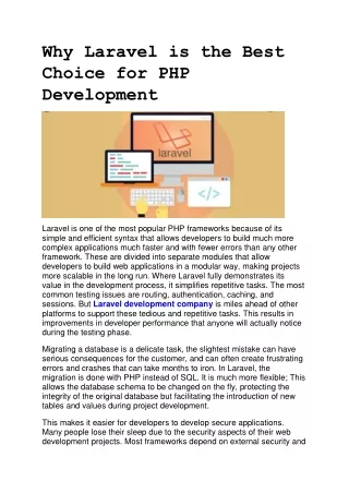 why laravel is the best choice for php development