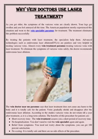 why vein doctors use laser why vein doctors