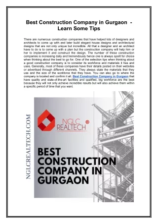best construction company in gurgaon learn some