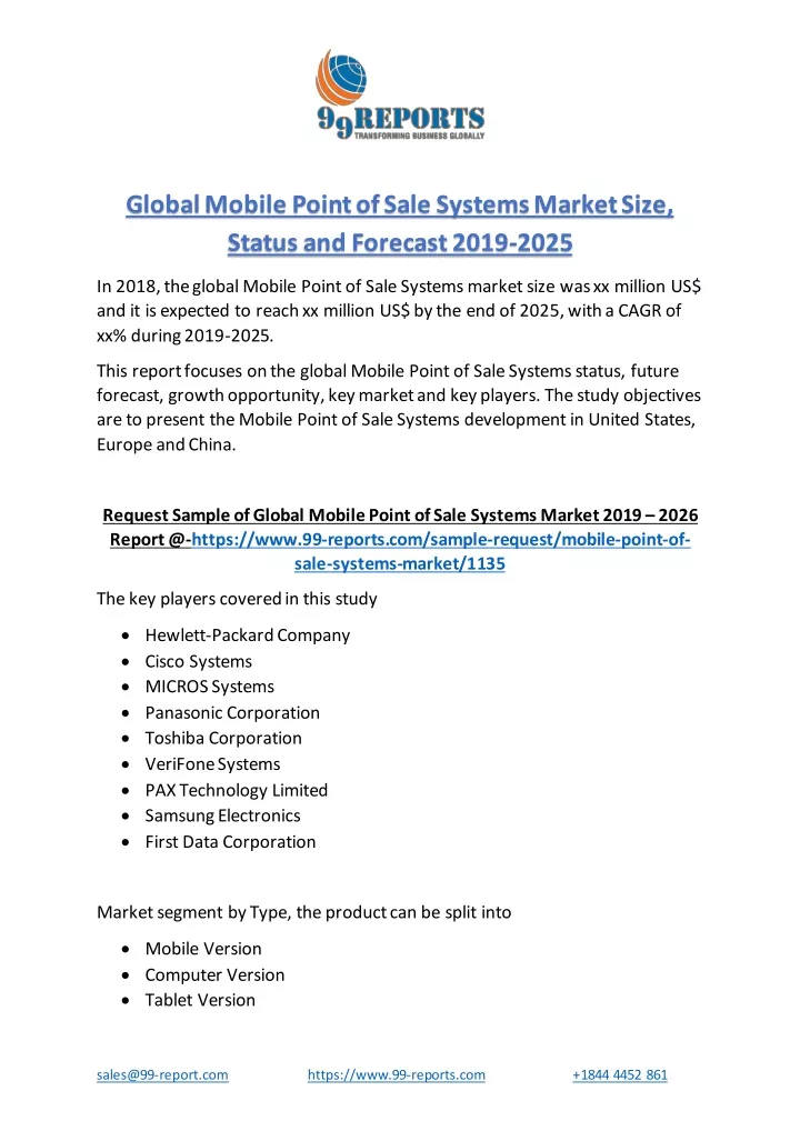 global mobile point of sale systems market size