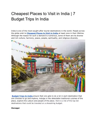 Cheapest Places to Visit in India _ 7 Budget Trips In India